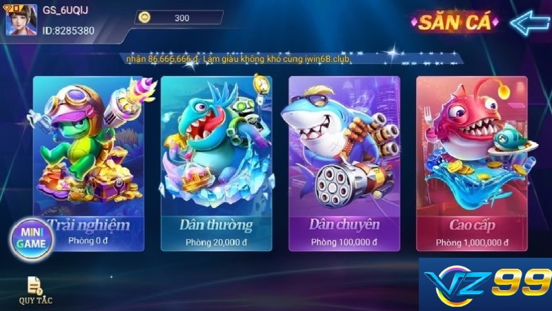 Có nhiều game bắn cá để tham gia cùng Vz99